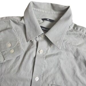 J.Lindeberg Daniel Stretch Oxford Mens Small Sage Green Button Down FMST00203
